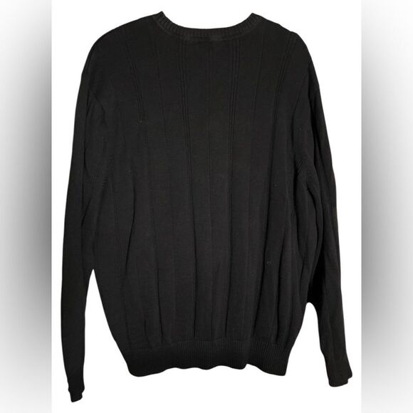 JOHN ASHFORD 100% Cotton XL Black Gray Striped Collar Pullover crew neck - Picture 3 of 6